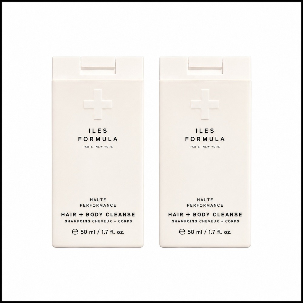 2 x ILES FORMULA Haute Performance Hair + Body Cleanse 1.7oz/50ml Travel Size